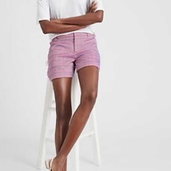 Banana Republic tailored pink and purple tweed shorts. 4.5” inseam high rise - Picture 2 of 13